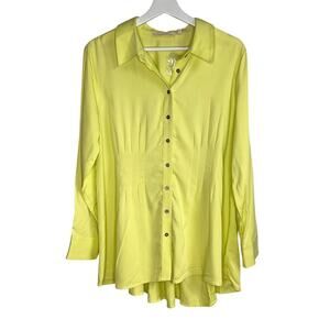 Soft Surrounding Long Sleeve Collared Neck Button-Up Shirt Womens Size PL Yellow